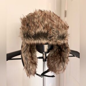 Men's Faux Fur Winter Hat - Brown & Gray